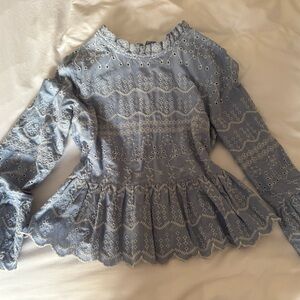 American Eagle - Lace Embroidered High Neck Blouse Size Large